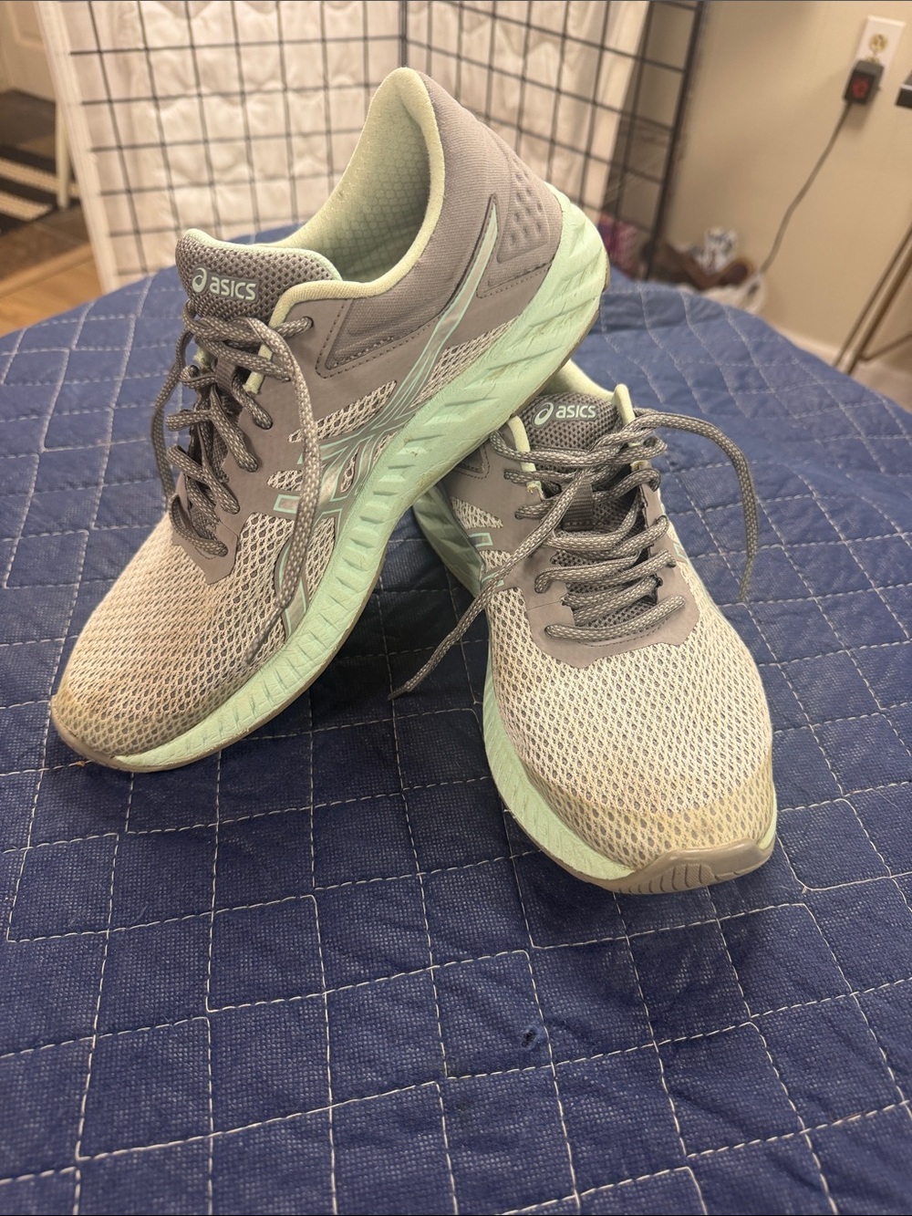 ASICS Women's Gray & Mint Running Shoes